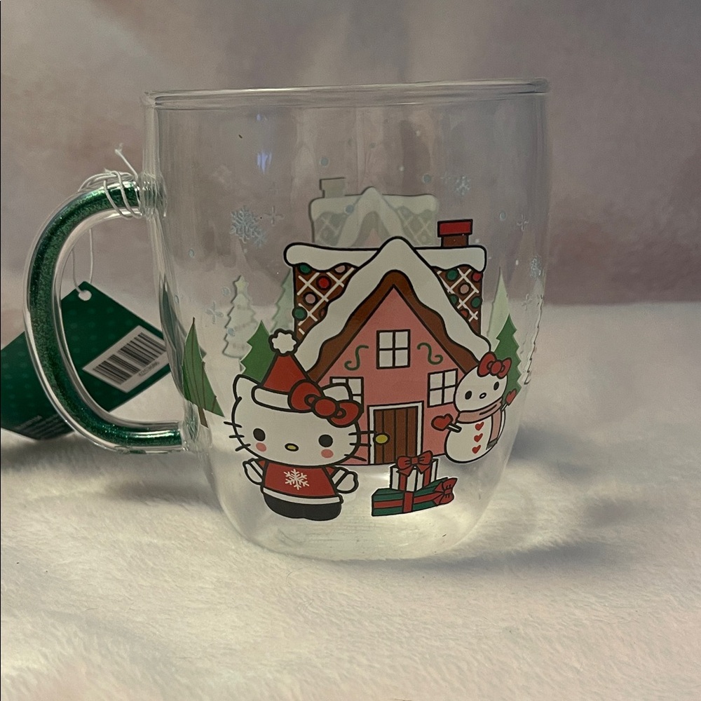 Hello kitty glass Christmas mug